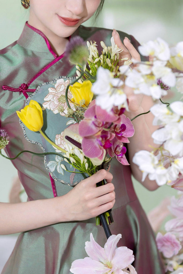 Emerald Mist and Rosy Clouds Modern Chinese Style Dress 翠朧煙霞·新中式連衣裙