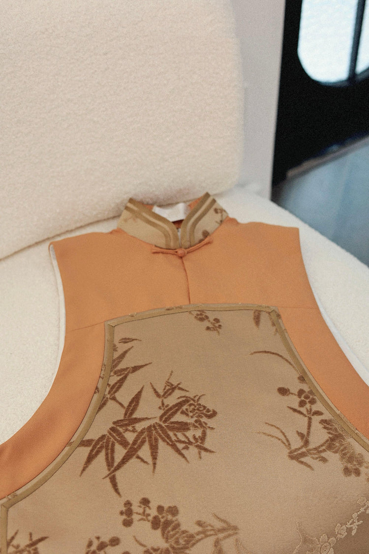 Orange Silk-Blend Zhang Velvet Vest 秋菊色絲毛漳絨馬甲