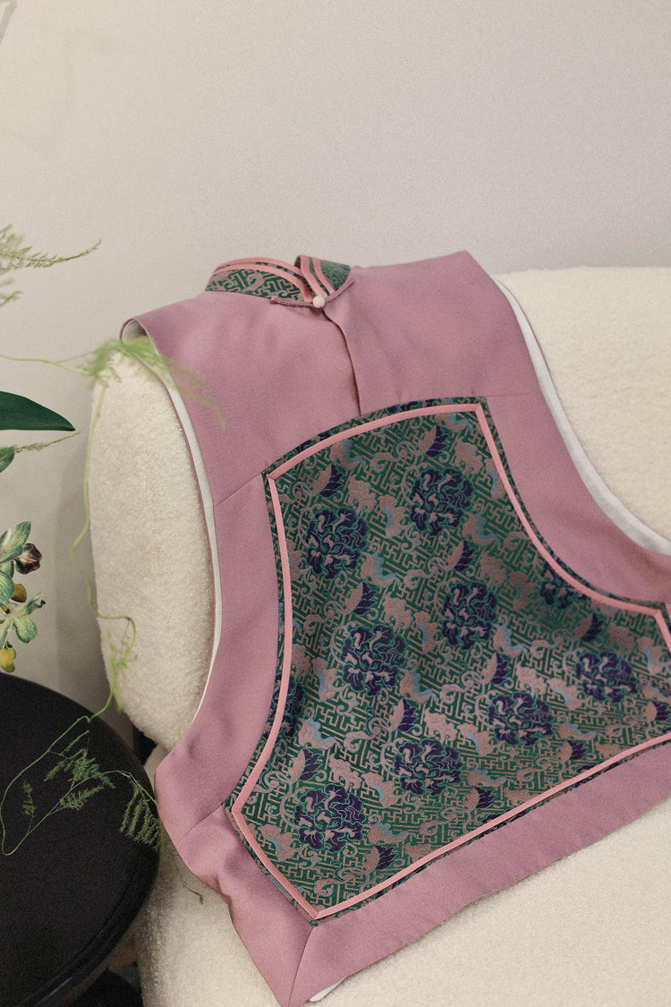 Pink-Lilac Silk-Blend Song Brocade Vest 粉紫丝毛宋锦马甲