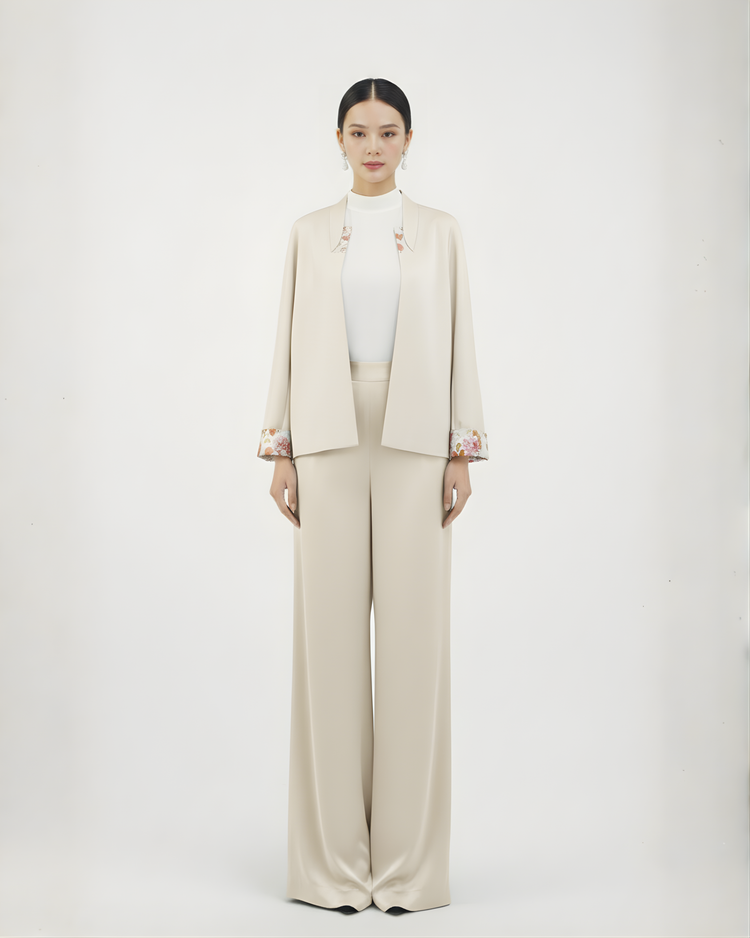 Ivory Jacket with Nishijin Weave Panels 象牙色西陣織拼接外套