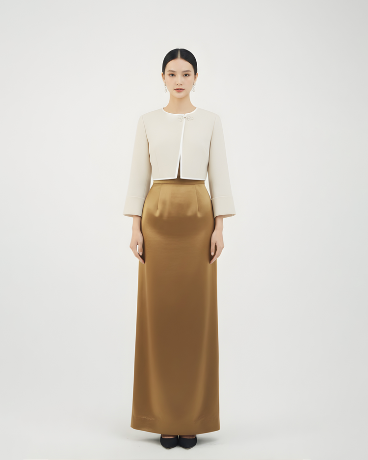 Champagne Turn-Up Sleeve Jacket 香檳色單扣翻袖披肩外套