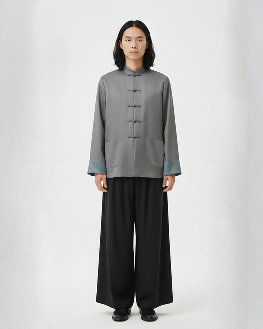 Misty Haze Tussah Silk Mandarin Jacket 煙嵐柞絲中式對襟外套