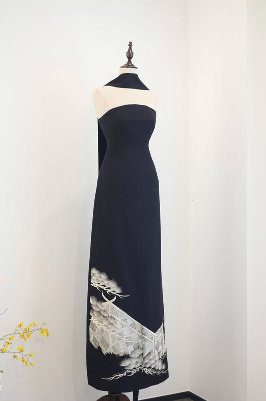 Silver Pines Pure Silk Gown (Exclusive Piece) 銀針松柏正絹長裙(孤品)
