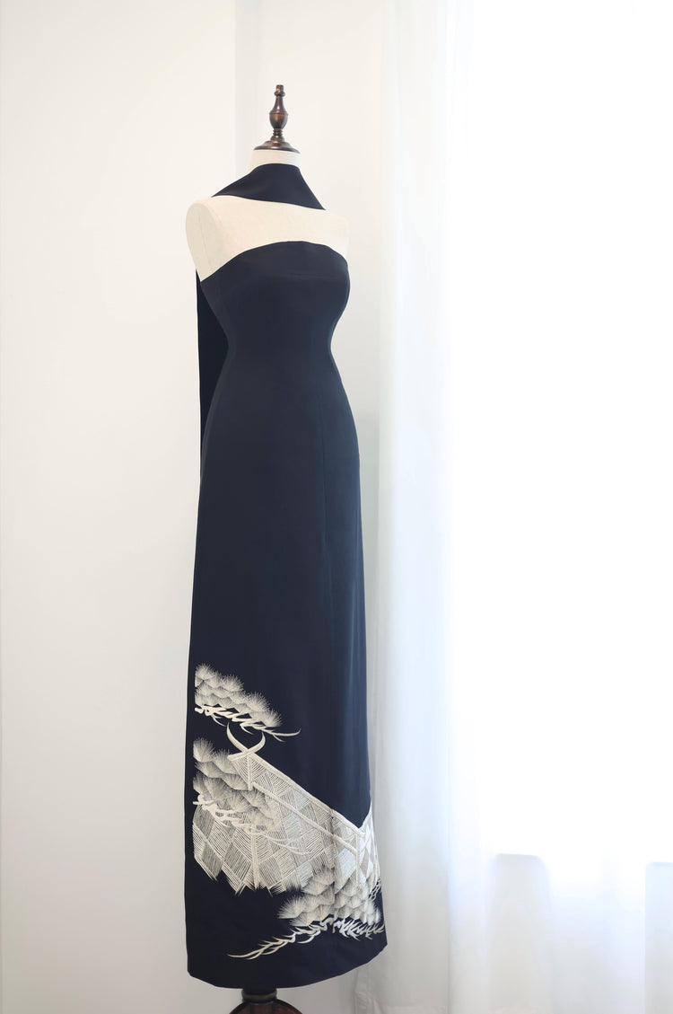 Silver Pines Pure Silk Gown (Exclusive Piece) 銀針松柏正絹長裙(孤品)