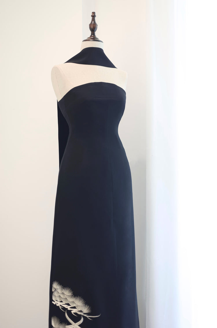 Silver Pines Pure Silk Gown (Exclusive Piece) 銀針松柏正絹長裙(孤品)