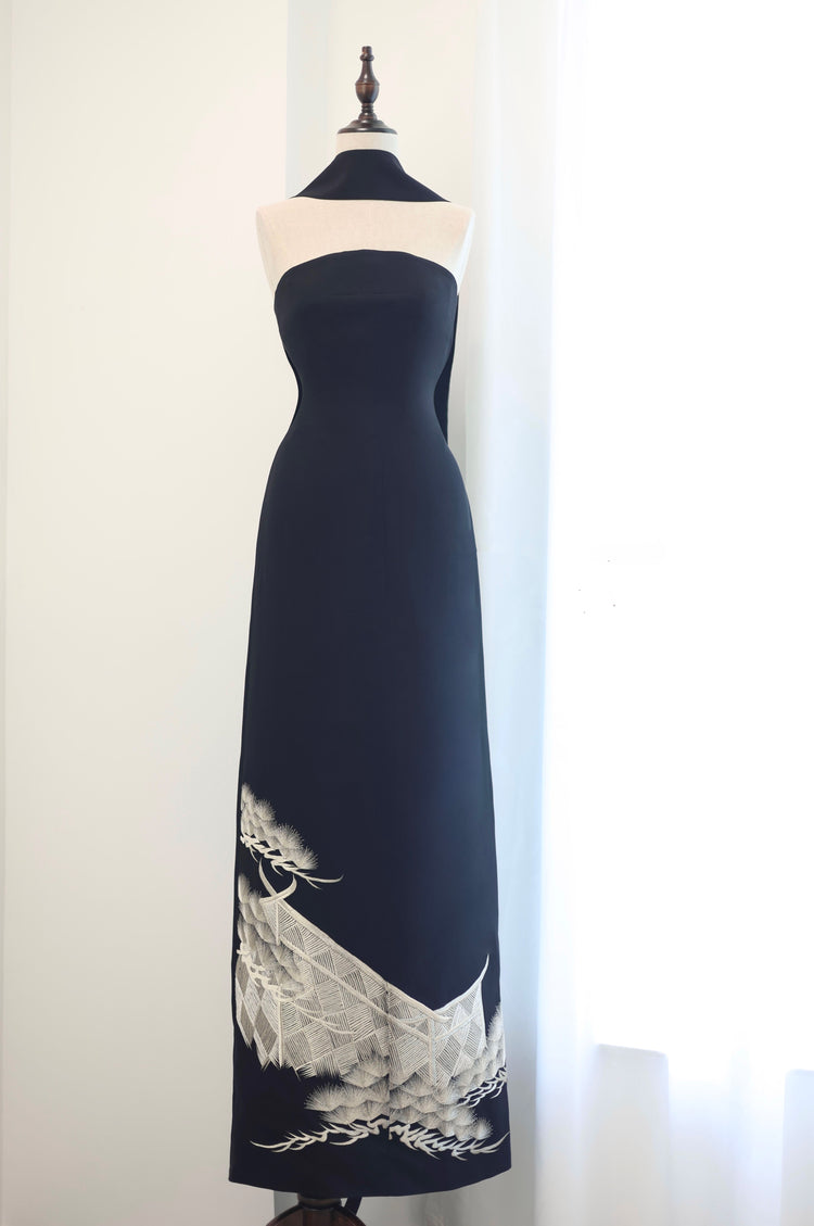 Silver Pines Pure Silk Gown (Exclusive Piece) 銀針松柏正絹長裙(孤品)