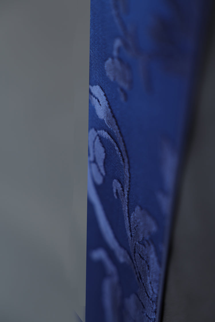 Ink Blue Crepe Zhang Velvet Vest 墨藍重䋓漳絨馬甲