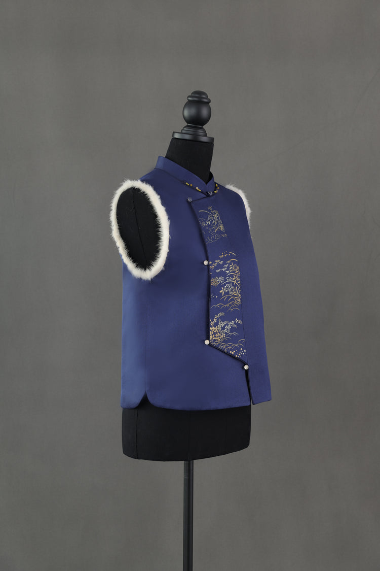 Navy Blue Silk Rabbit Fur Vest (limited version) 深藍正絹兔毛馬甲(限量)