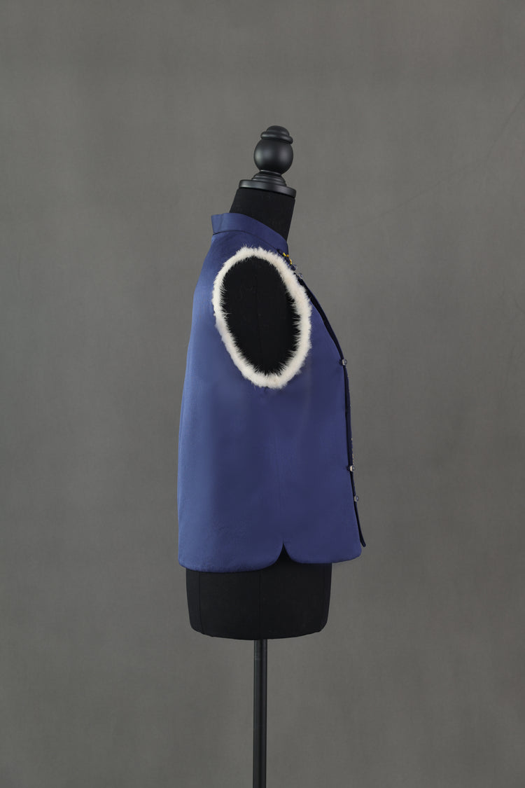 Navy Blue Honmono Silk Rabbit Fur Vest (limited version) 深藍正絹兔毛馬甲(限量)
