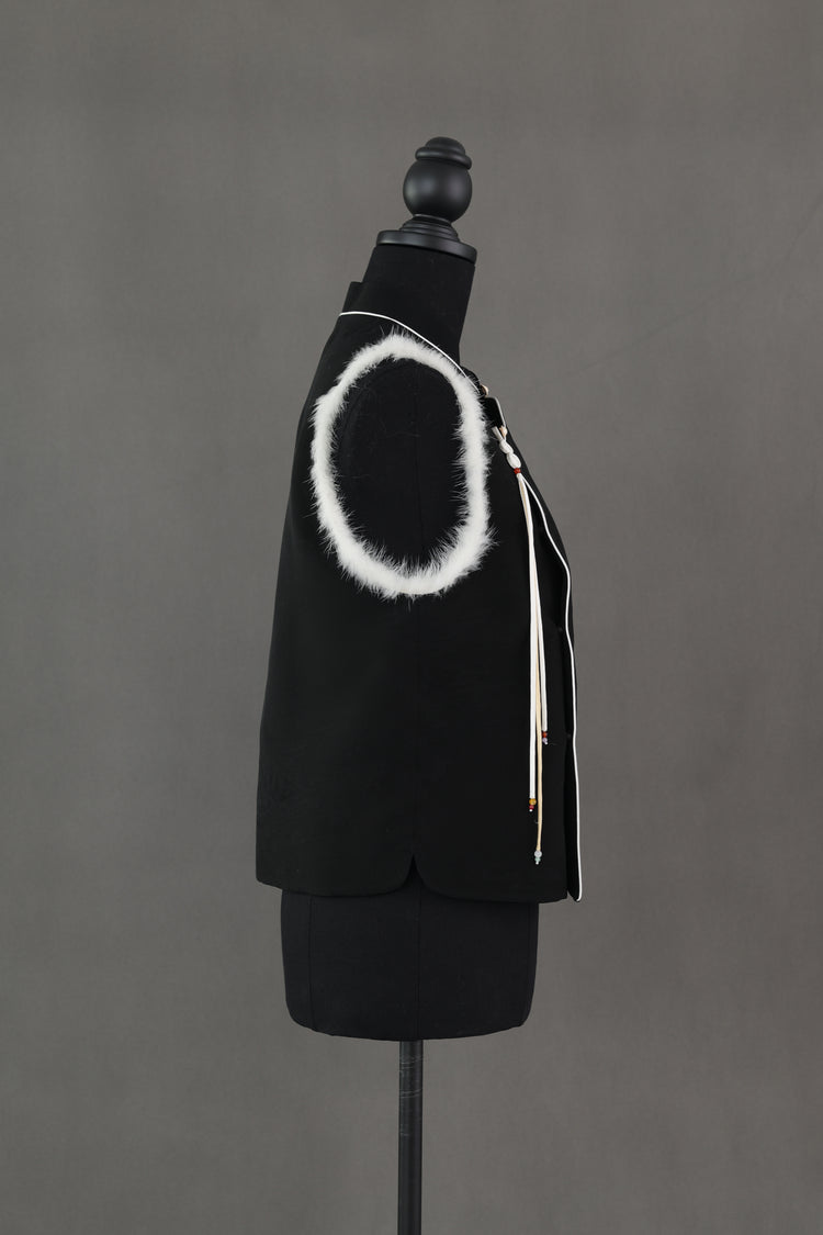 Black Honmono Silk Rabbit Fur Vest 黑色正絹兔毛馬甲