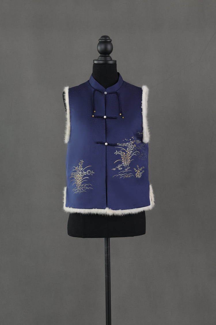 Navy Blue Silk Rabbit Fur Vest (limited version) 深藍正絹兔毛馬甲(限量)