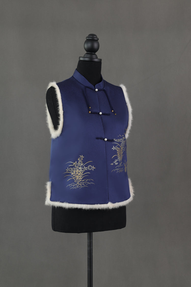 Navy Blue Honmono Silk Rabbit Fur Vest (limited version) 深藍正絹兔毛馬甲(限量)