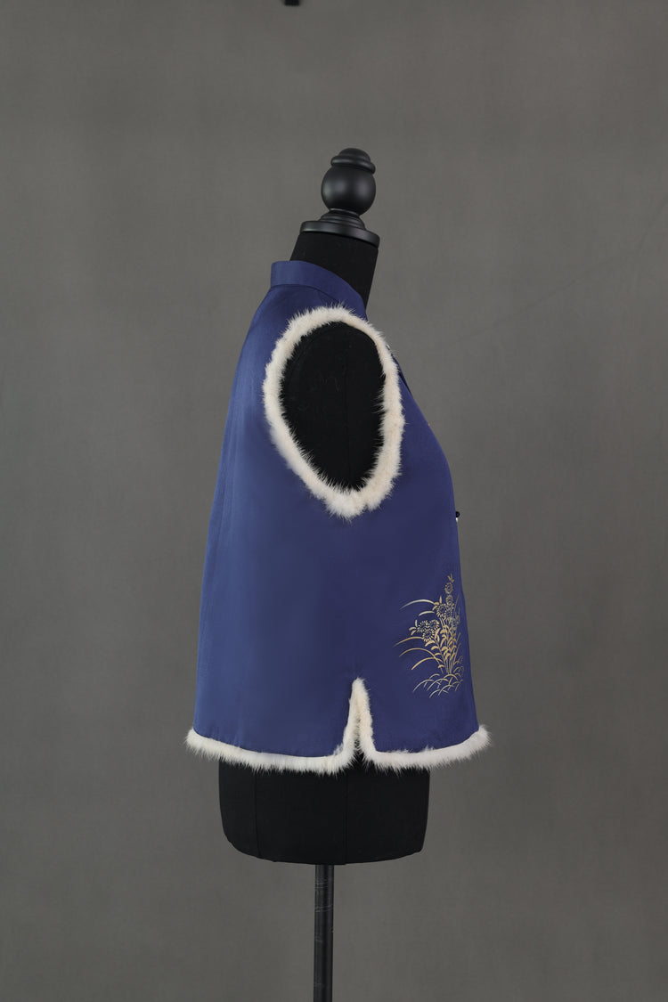 Navy Blue Honmono Silk Rabbit Fur Vest (limited version) 深藍正絹兔毛馬甲(限量)
