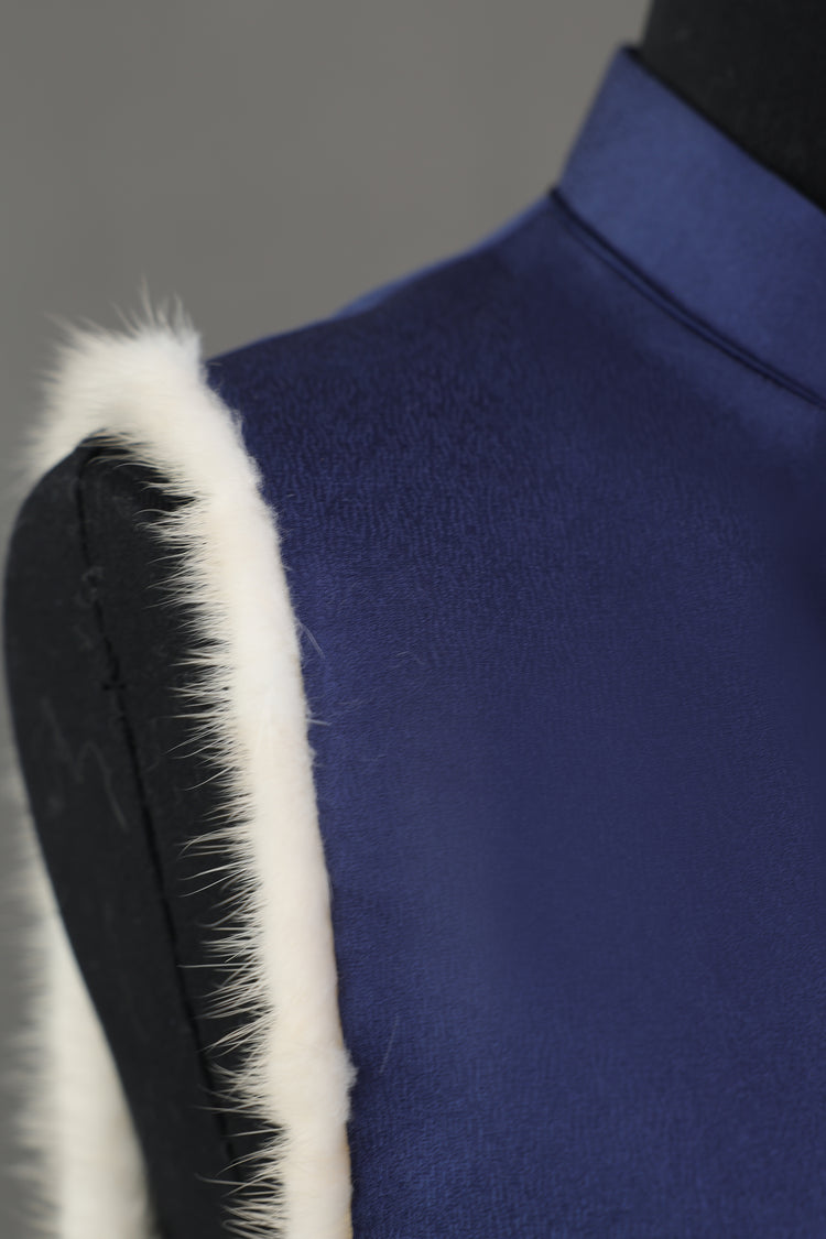 Navy Blue Honmono Silk Rabbit Fur Vest (limited version) 深藍正絹兔毛馬甲(限量)