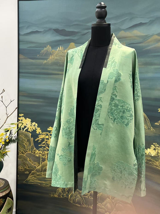 Jade Mist Green Xiangyunsha Coat 玉隐烟罗绿色香云纱外套