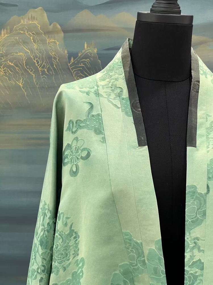 Jade Mist Green Xiangyunsha Coat 玉隐烟罗绿色香云纱外套