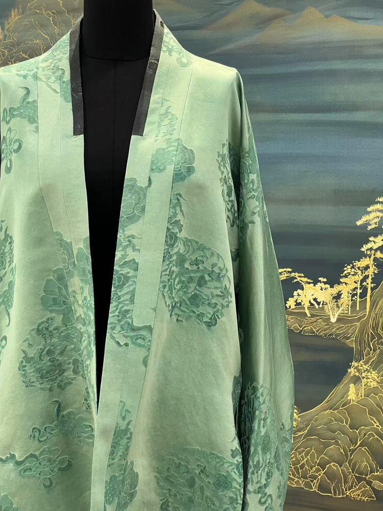Jade Mist Green Xiangyunsha Coat 玉隐烟罗绿色香云纱外套