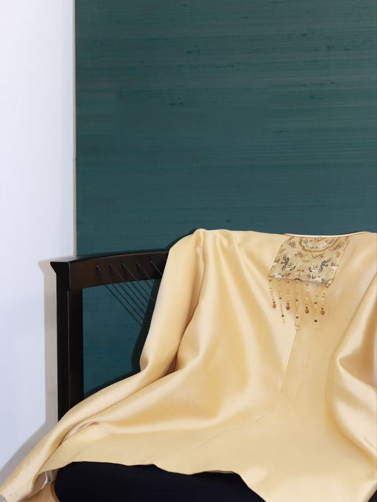 Silk Wool Blend Song Brocade Fringe Coat 絲毛拼接宋錦流蘇外套