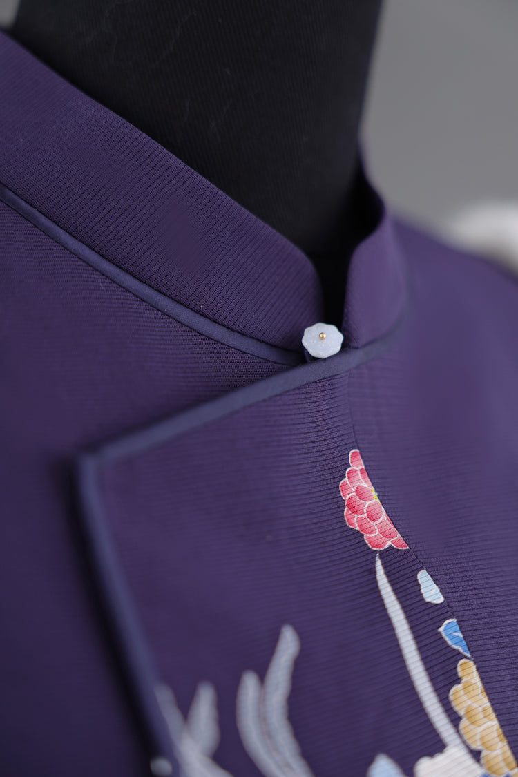 Purple Silk Vest with Rabbit Fur Trim (limited version) 紫色正絹兔毛馬甲(限量)