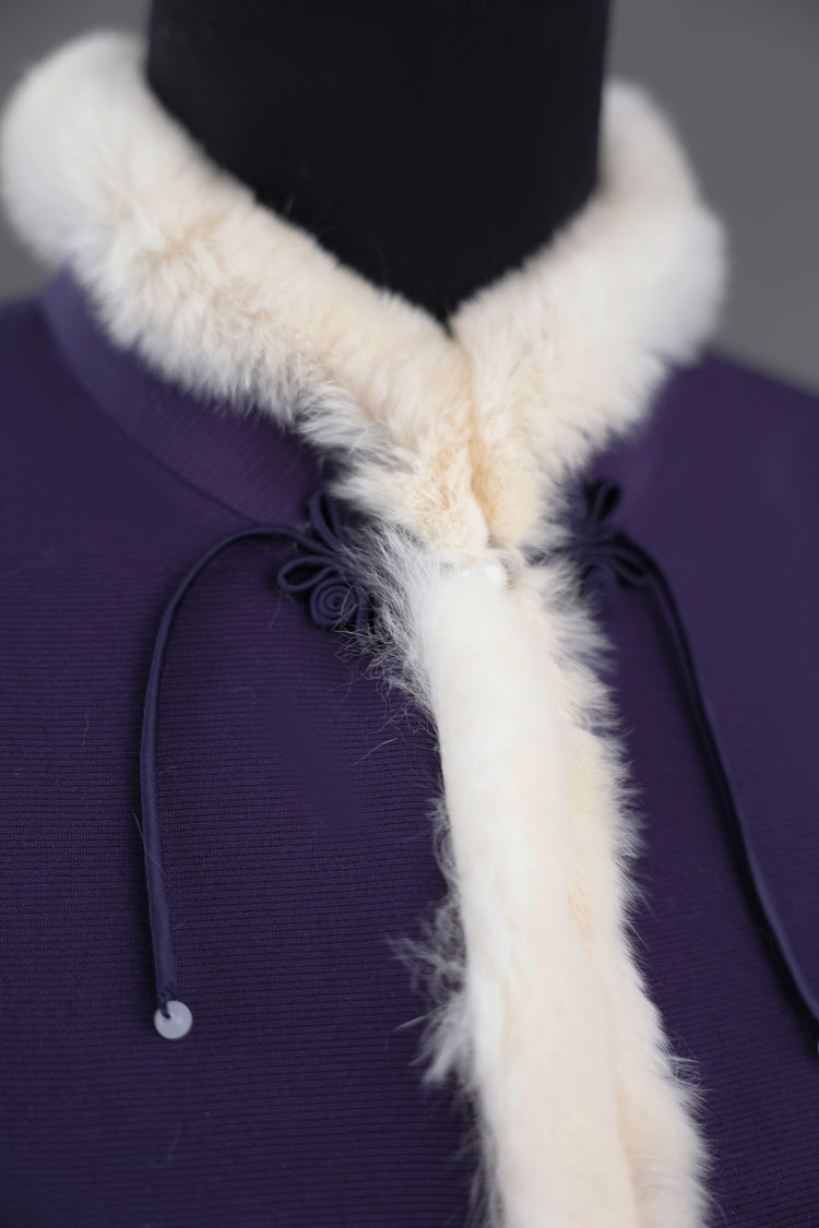 Purple Silk Vest with Rabbit Fur Trim (limited version) 紫色正絹兔毛馬甲(限量)