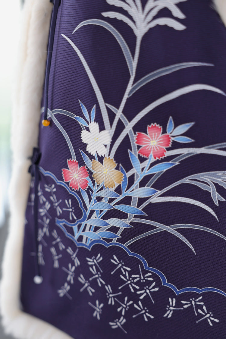 Purple Silk Vest with Rabbit Fur Trim (limited version) 紫色正絹兔毛馬甲(限量)