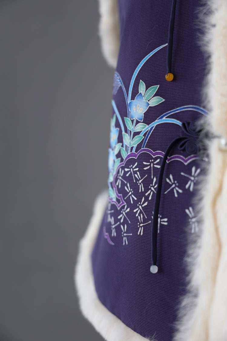 Purple Silk Vest with Rabbit Fur Trim (limited version) 紫色正絹兔毛馬甲(限量)