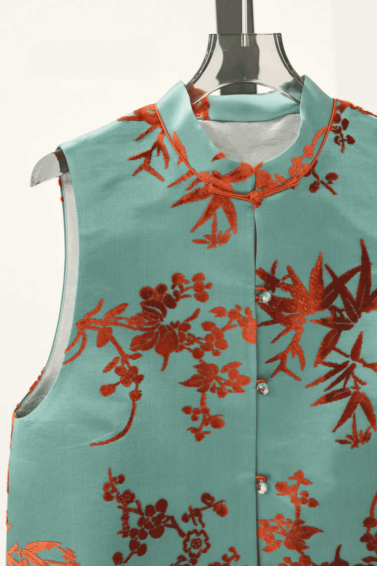 Bamboo and Red Plum Zhang Velvet Vest 青竹紅梅漳絨馬甲