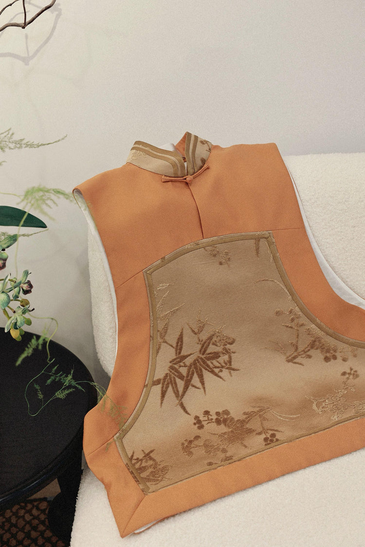 Orange Silk-Blend Zhang Velvet Vest 秋菊色絲毛漳絨馬甲