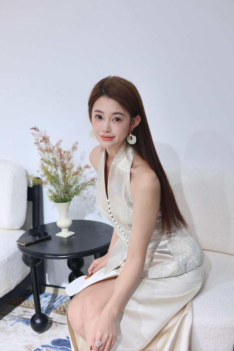 Pearlescent Nishijin Weave Halter Top (Limited Edition) 珠光色西陣織掛脖上衣 (限量)