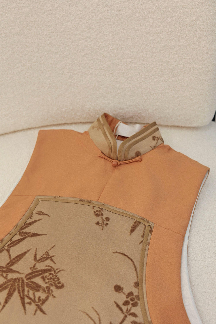 Orange Silk-Blend Zhang Velvet Vest 秋菊色絲毛漳絨馬甲