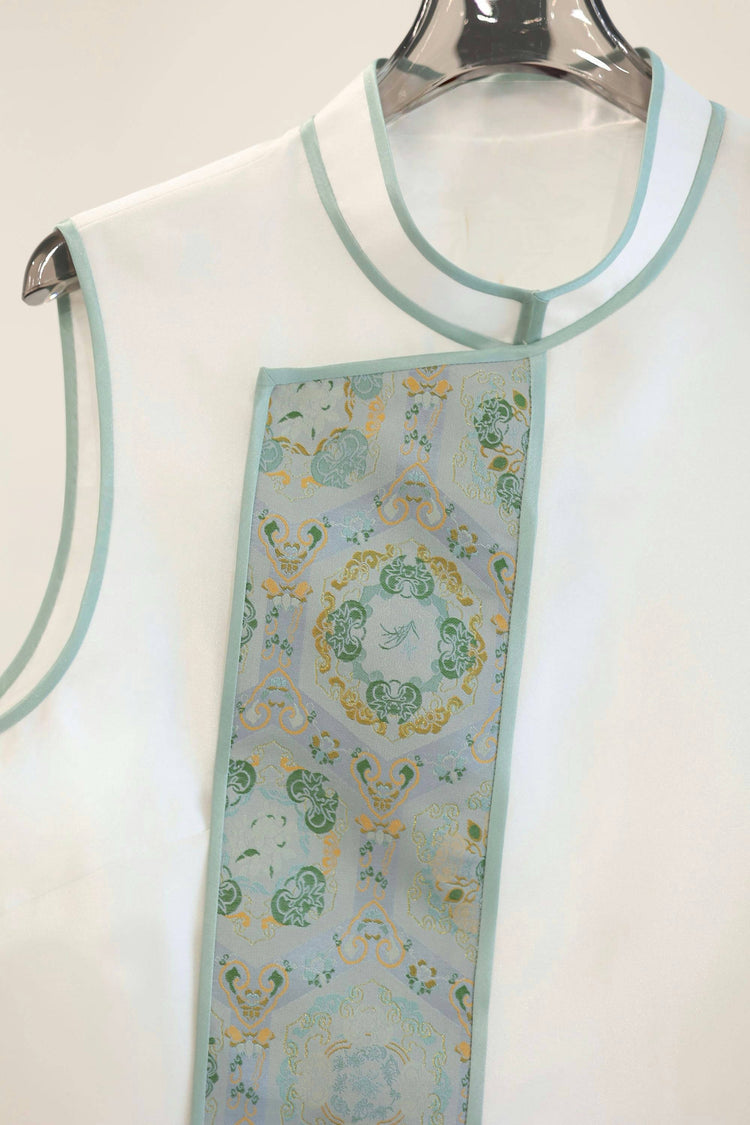 Yunting Song Brocade Wool-Silk Long Vest 雲汀宋錦絲毛長馬甲
