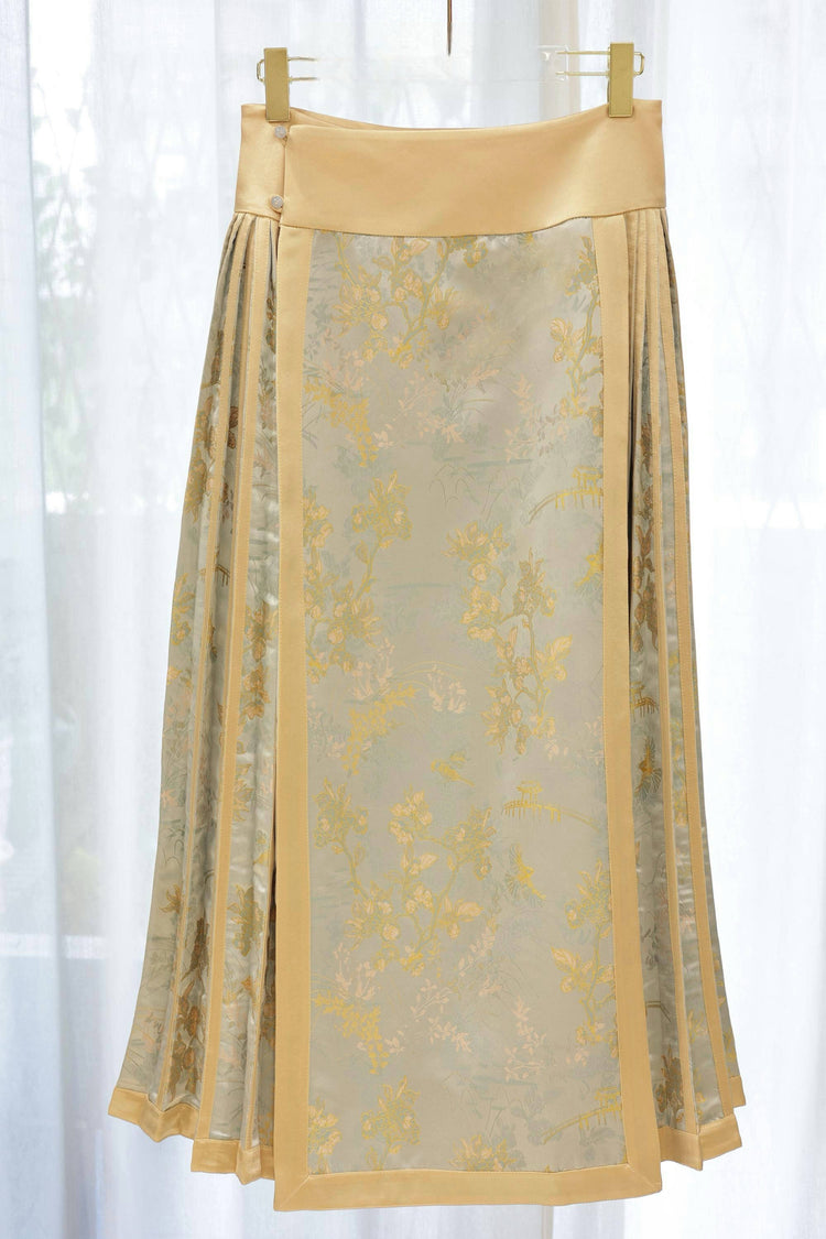 Gold & Blue Silk Brocade Mamian Skirt 金藍真絲提花馬面裙