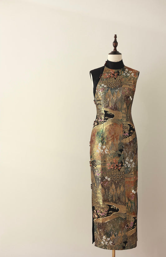 Gilded Night Nishijin Brocade Qipao (Exclusive Piece) 鎏金夜·西陣織旗袍(孤品)