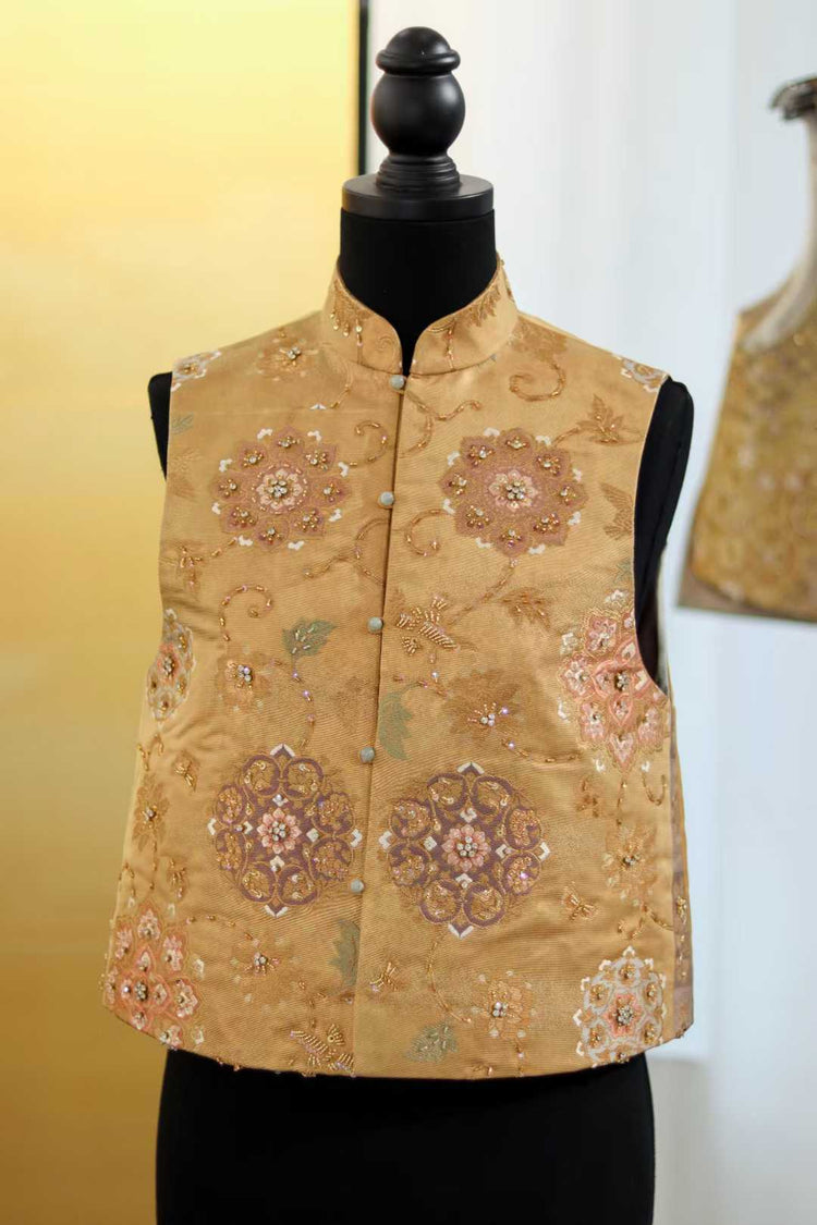 Golden Tang Blossom Brocade Vest  (Exclusive Piece) 鎏金唐花宴西陣織馬甲(孤品)