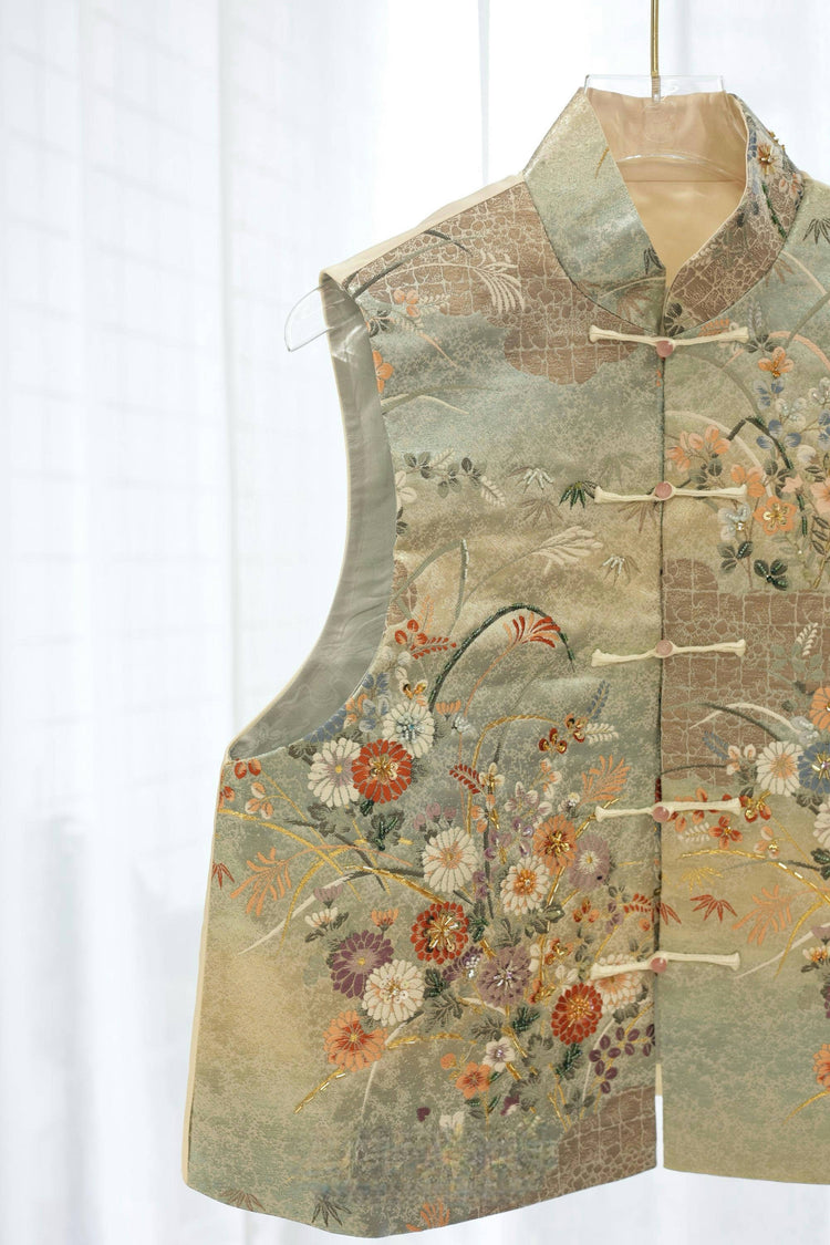 Golden Daisy Nishijin Embroidered Vest (Exclusive Piece)金色雏菊西阵织法式刺绣马甲(孤品)