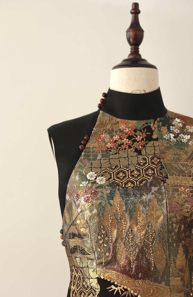Gilded Night Nishijin Brocade Qipao (Exclusive Piece) 鎏金夜·西陣織旗袍(孤品)