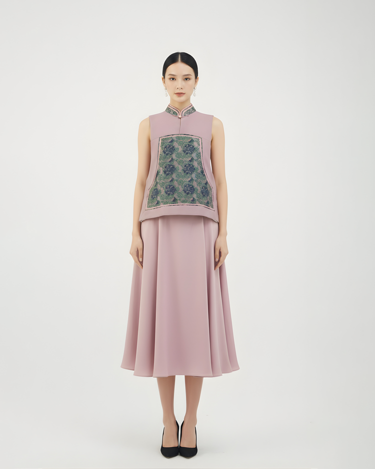 Pink-Lilac Silk-Blend Song Brocade Vest 粉紫丝毛宋锦马甲