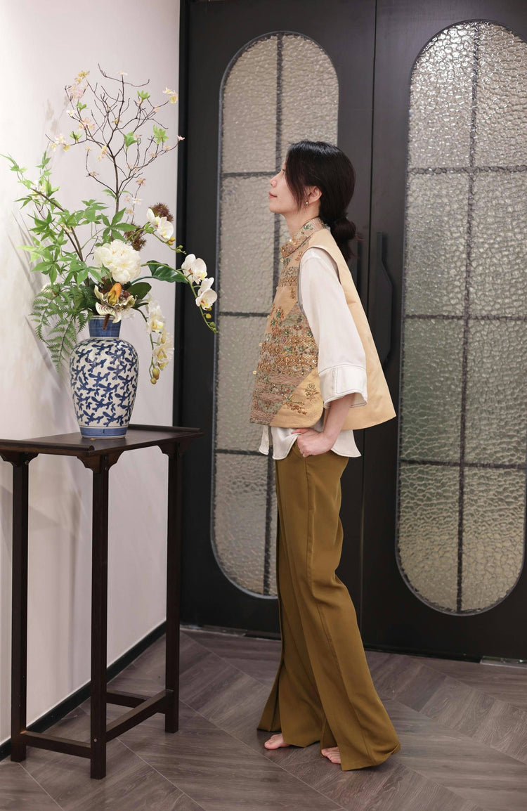 Gold-dusted French Embroidery Floral Nishijin Brocade Vest (Exclusive Piece) 金粉法繡繁花西陣織馬甲(孤品)