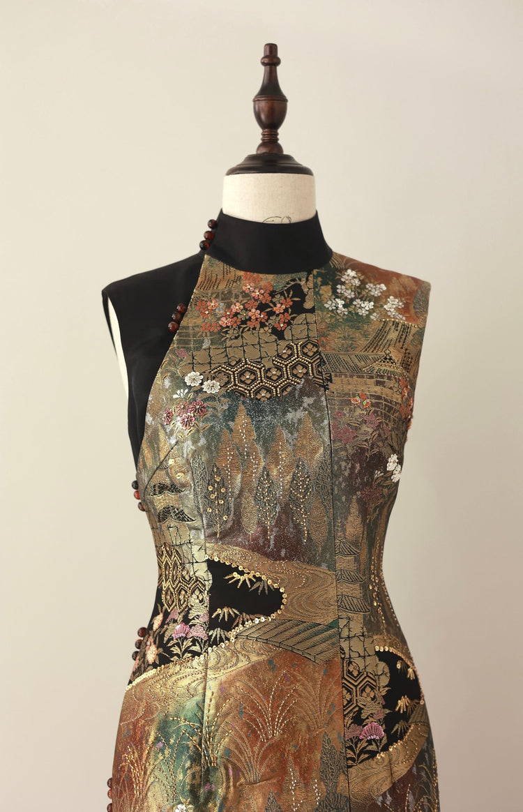 Gilded Night Nishijin Brocade Qipao (Exclusive Piece) 鎏金夜·西陣織旗袍(孤品)