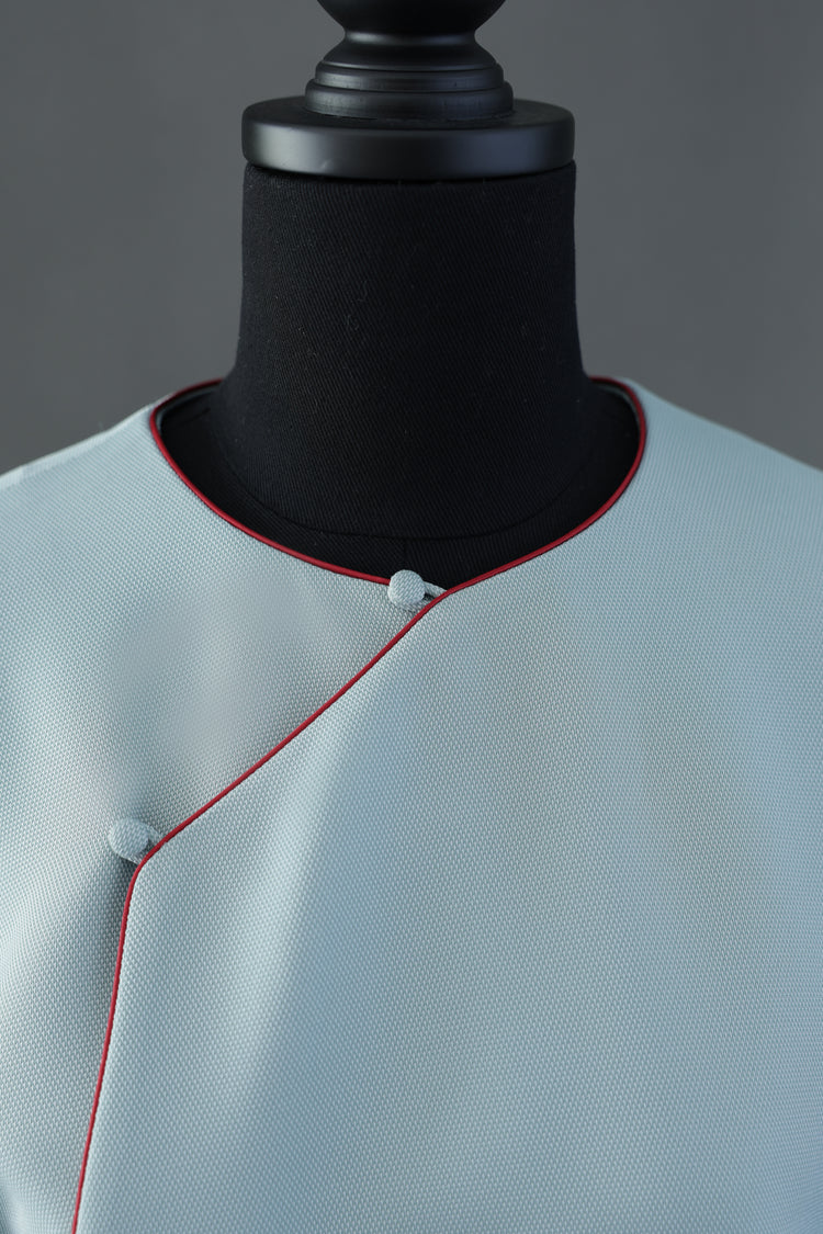 Light Blue Acetate Pearl Satin Overcoat 淡藍醋酸珍珠緞斜襟長衫