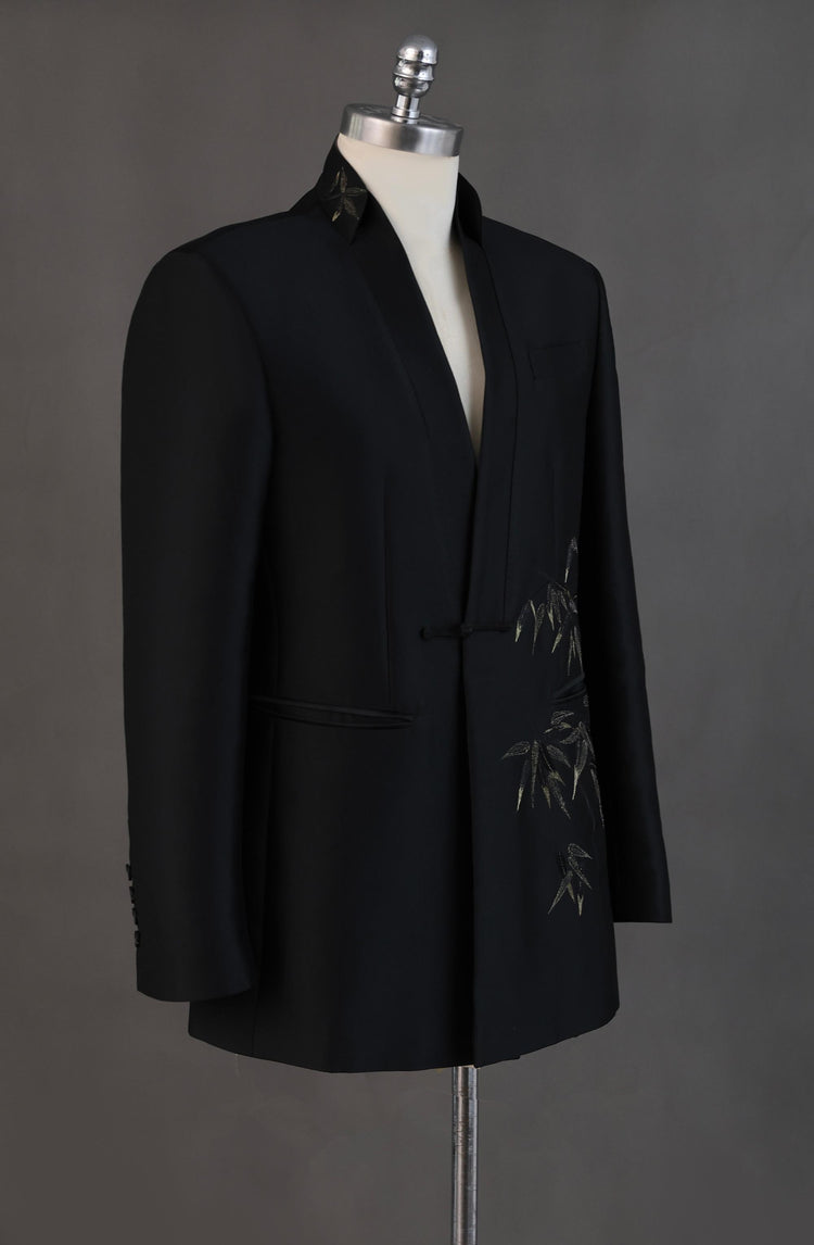 Bamboo Leaf Gold-Thread Embroidered Modern Chinese Style Blazer 竹葉金絲繡新中式西裝夾克