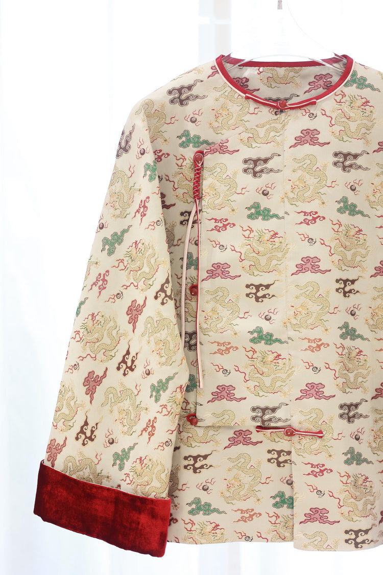 Scarlet Cloud & Auspicious Dragon Song Brocade Jacket 赤雲祥龍宋錦外套