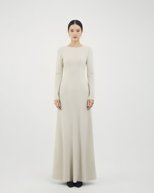 Moon White Long-Sleeve Gown 月白長袖禮服裙