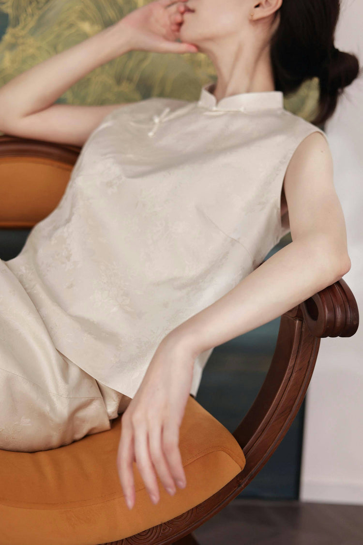 Pearl White Song brocade vest set 珍珠白宋錦馬甲套裝
