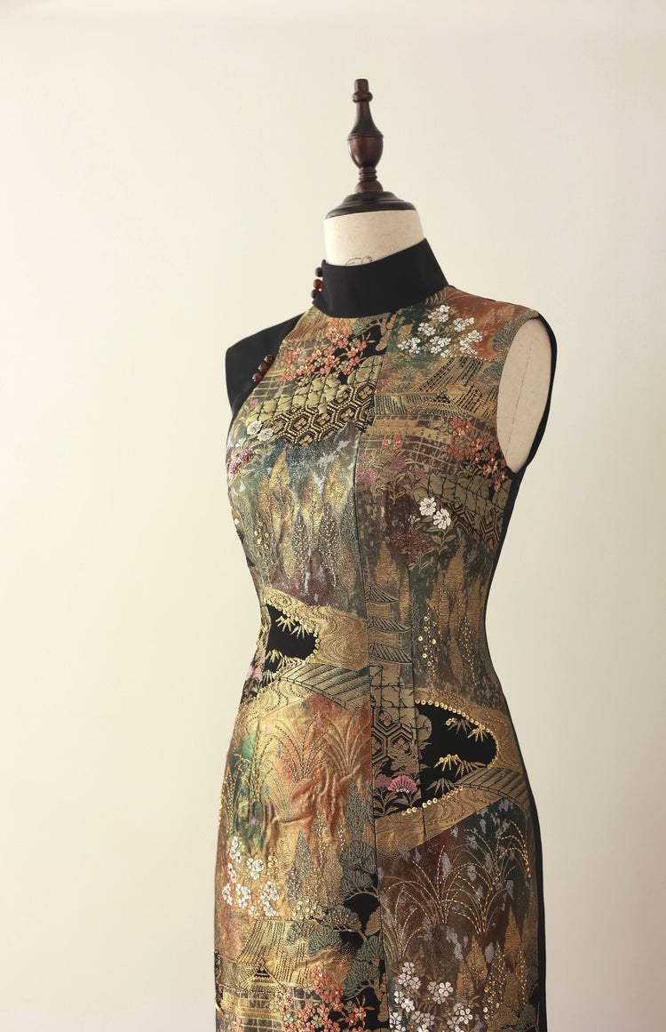 Gilded Night Nishijin Brocade Qipao (Exclusive Piece) 鎏金夜·西陣織旗袍(孤品)
