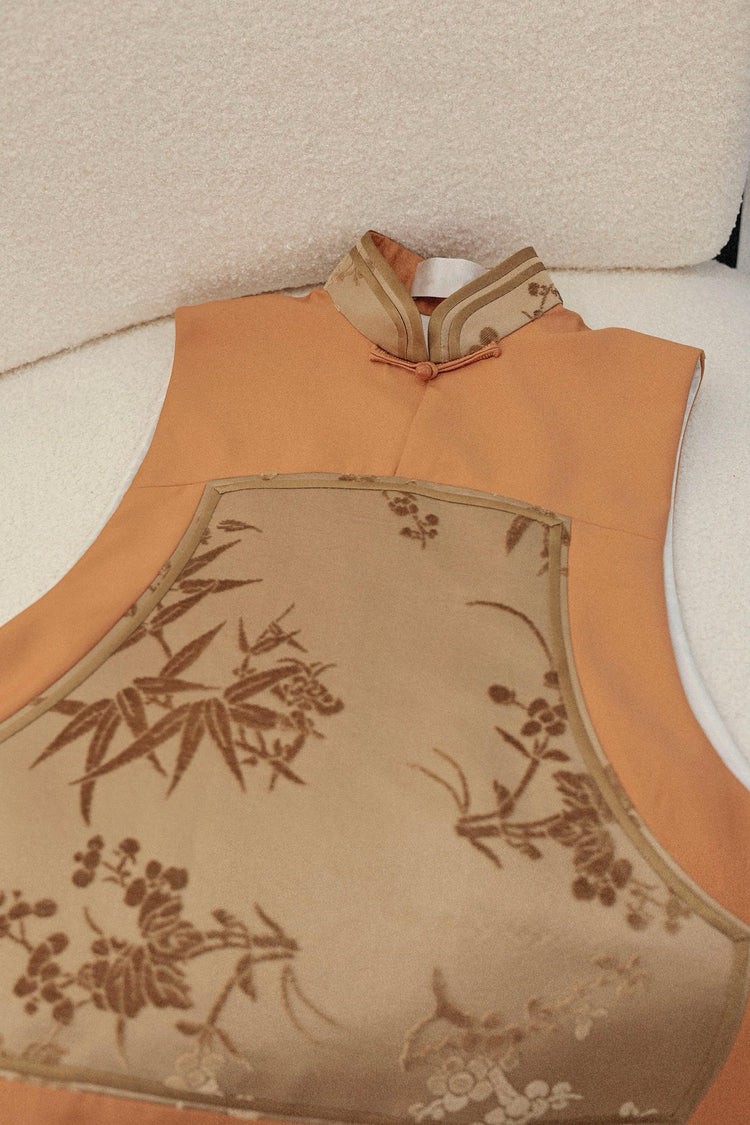 Orange Silk-Blend Zhang Velvet Vest 秋菊色絲毛漳絨馬甲