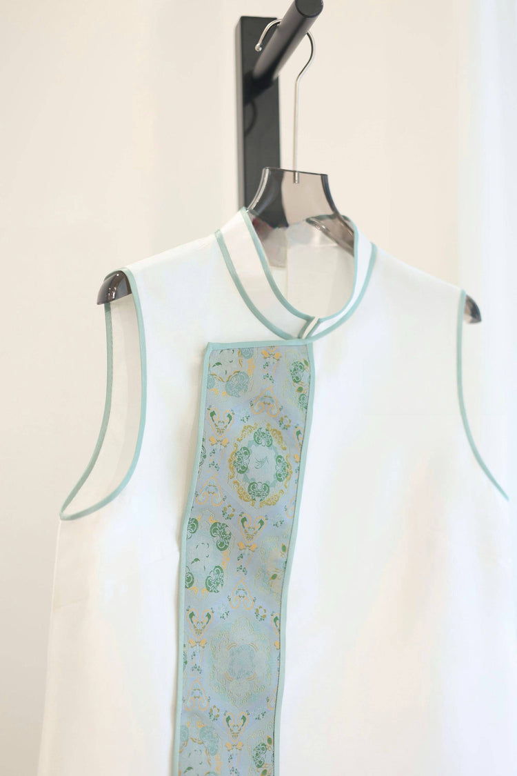 Yunting Song Brocade Wool-Silk Long Vest 雲汀宋錦絲毛長馬甲