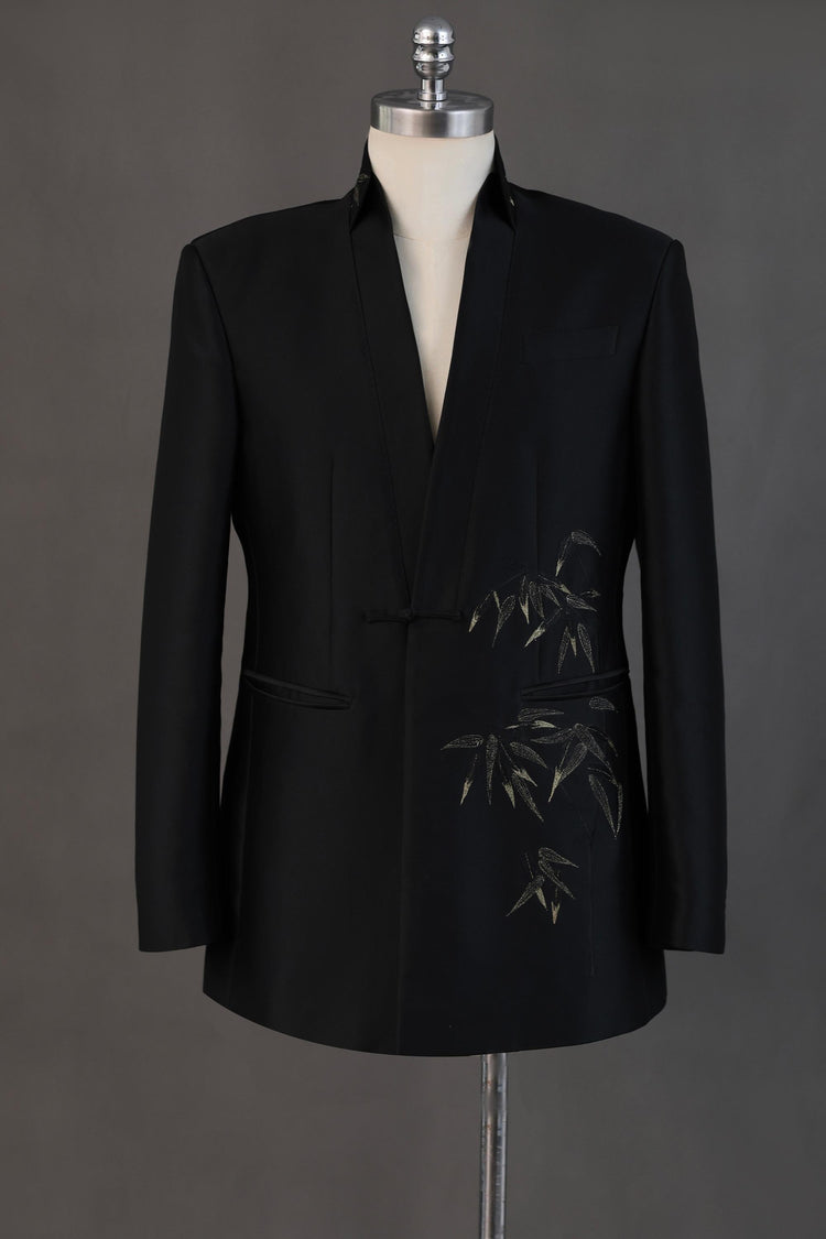 Bamboo Leaf Gold-Thread Embroidered Modern Chinese Style Blazer 竹葉金絲繡新中式西裝夾克