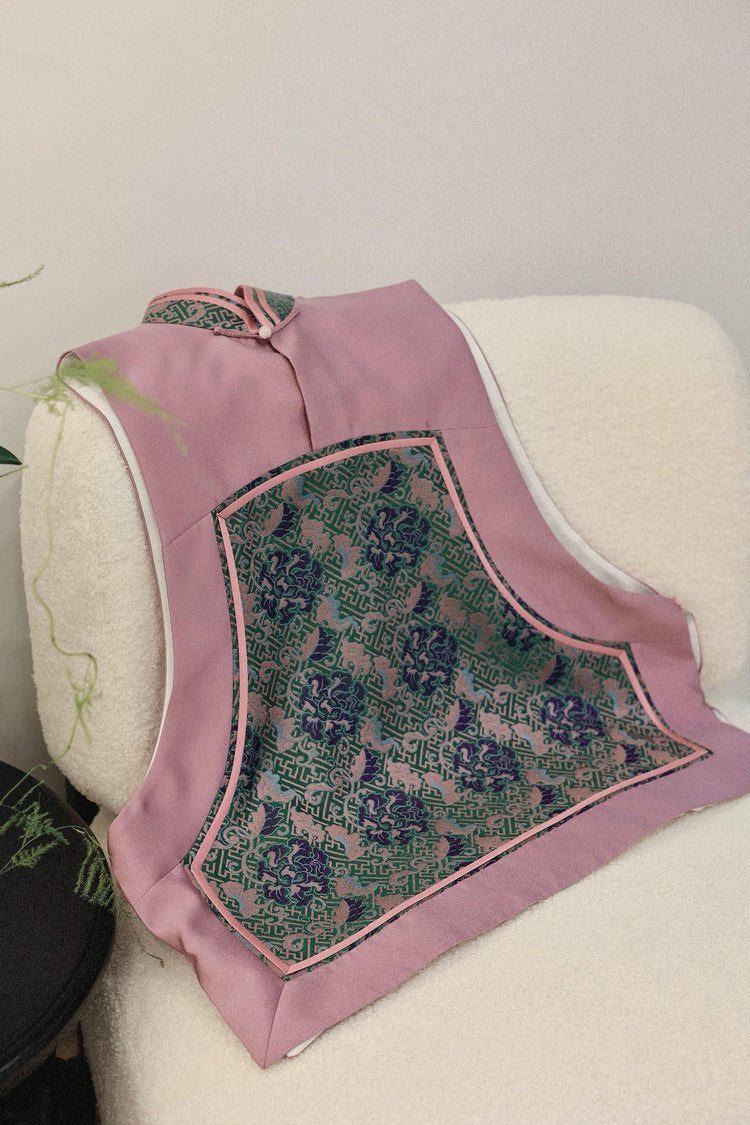 Pink-Lilac Silk-Blend Song Brocade Vest 粉紫丝毛宋锦马甲