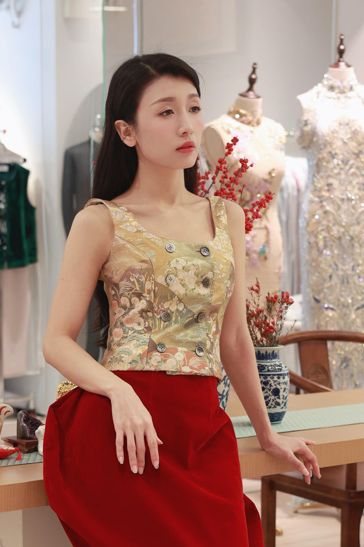 Nishijin Brocade Floral Vest (Exclusive Piece) 西陣織花影背心(孤品)